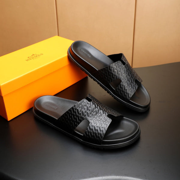 HM Men's Izmir Slide Nero Pelle di vacchetta 547362