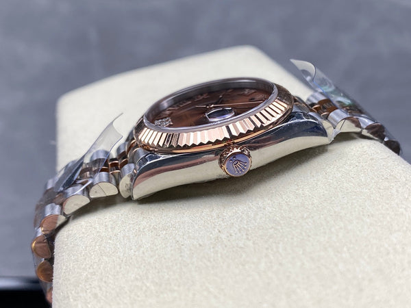 Datejust 31mm Pink Gold Steel Chocolate Dial