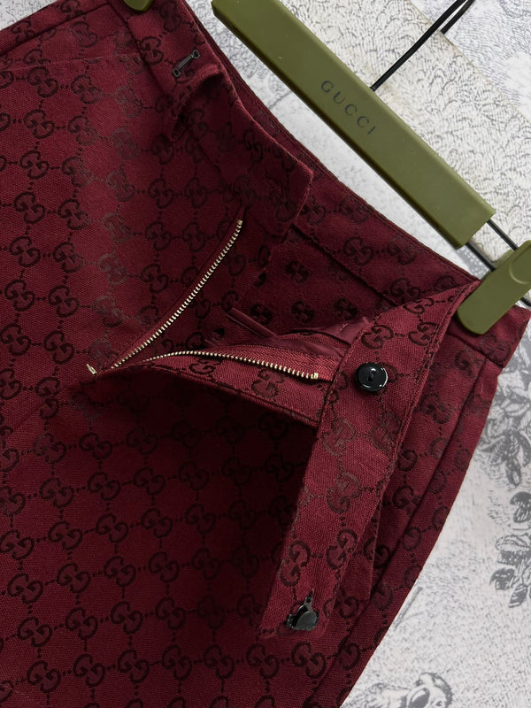 Gucci High Waist Short Red Jacquard Fabric