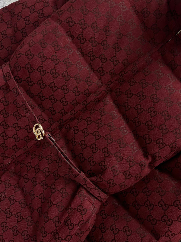 Gucci Down Jacket Red Jacquard Fabric