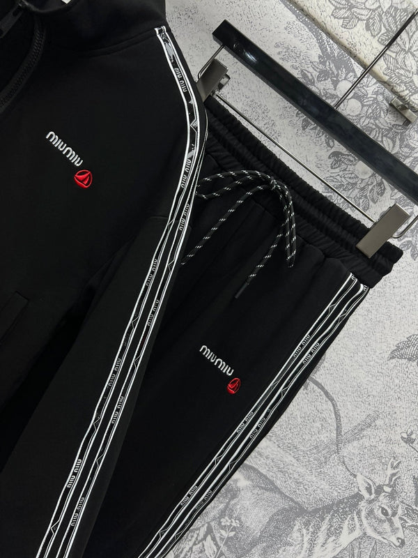 Miu Miu 25 Ribbon Stitching Suits Black Cotton