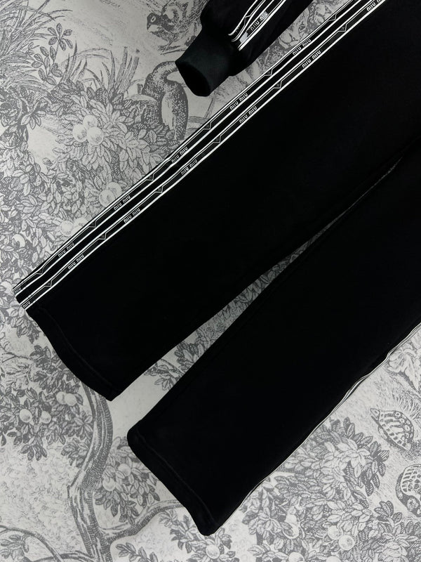 Miu Miu 25 Ribbon Stitching Suits Black Cotton