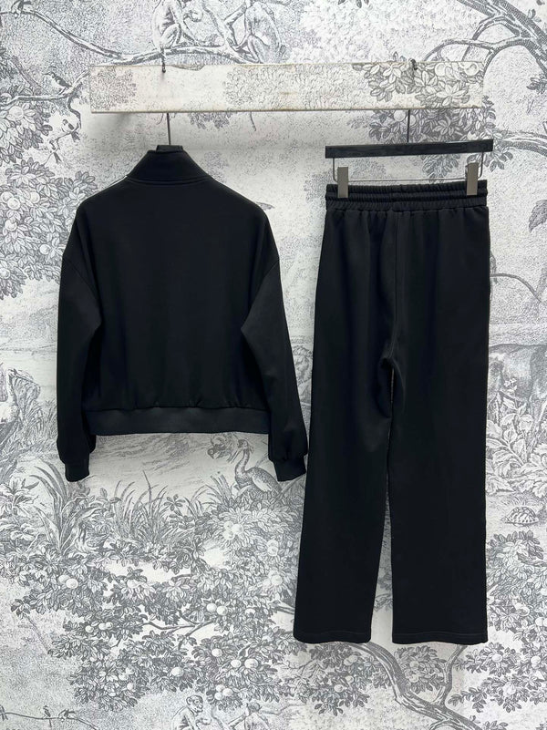 Miu Miu 25 Ribbon Stitching Suits Black Cotton