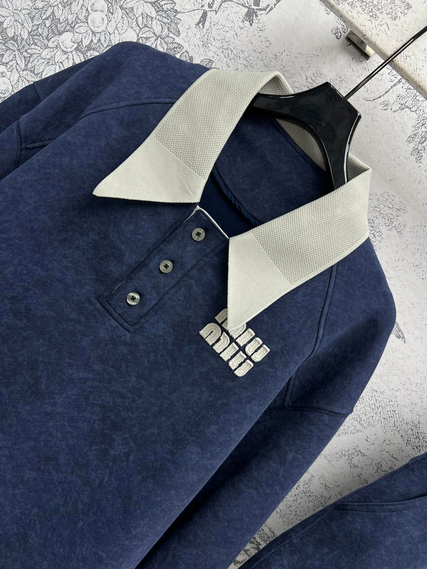 Miu Miu 25 Skirt Suit Blue Cotton