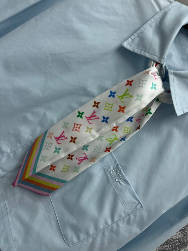 LV 25 Short Shirt Light Blue Cotton