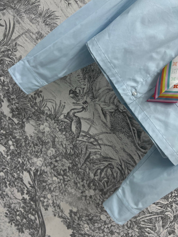 LV 25 Short Shirt Light Blue Cotton