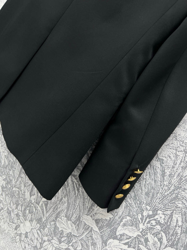 Giacca doppiopetto YSL 25 in cotone e poliestere nero