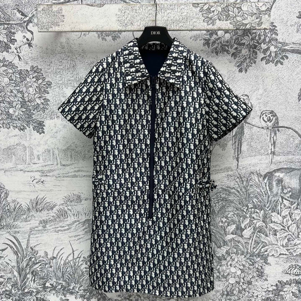 CD 25 Short Sleeve Dress Black Beige Polyester