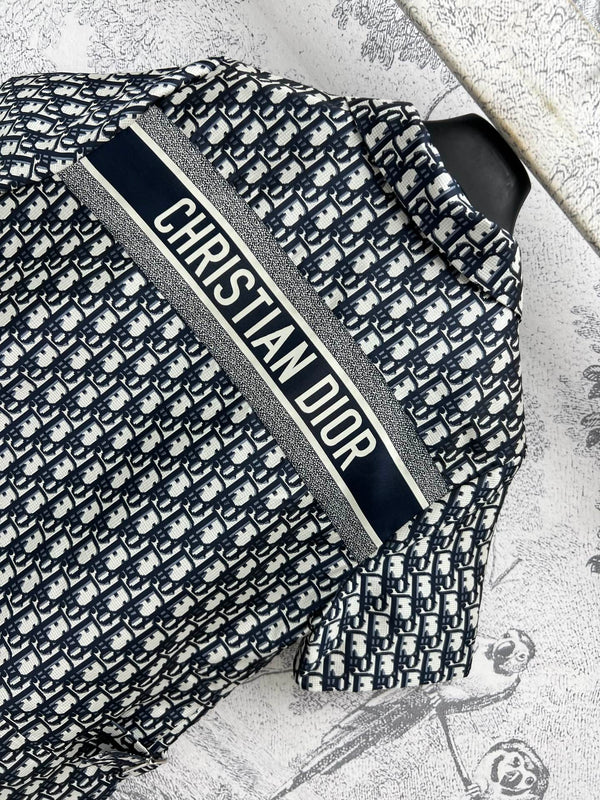 CD 25 Short Sleeve Dress Black Beige Polyester