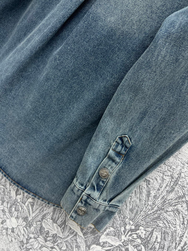 Giacca in denim con cappuccio Prada 25 in cotone blu