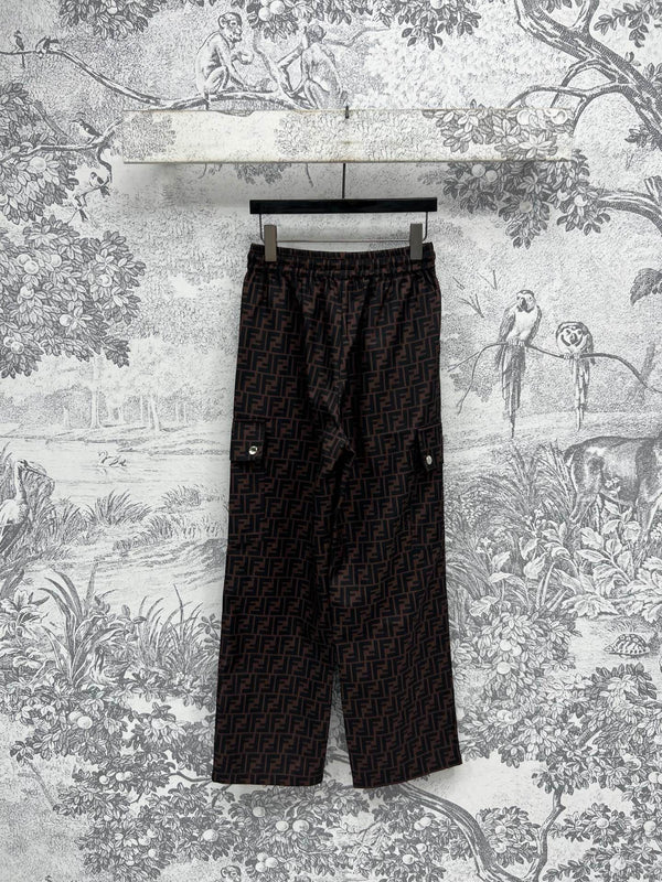 Fendi 25 Straight Pants Brown Black Polyester