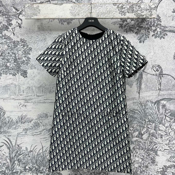 CD 25 Short-sleeved Dress Black White Cotton