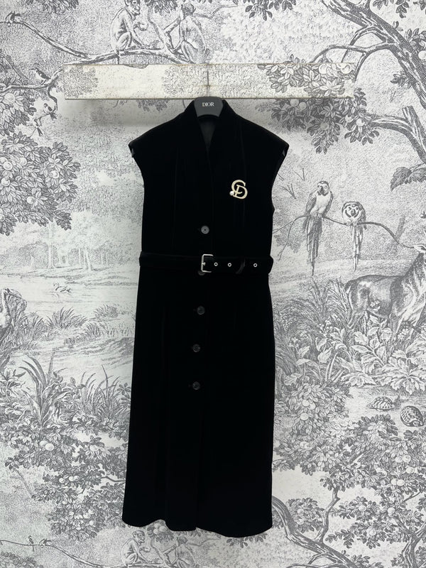CD 25 Velvet Sleeveless Dress Black Polyester