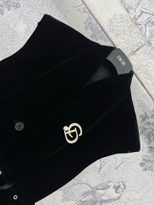 CD 25 Velvet Sleeveless Dress Black Polyester