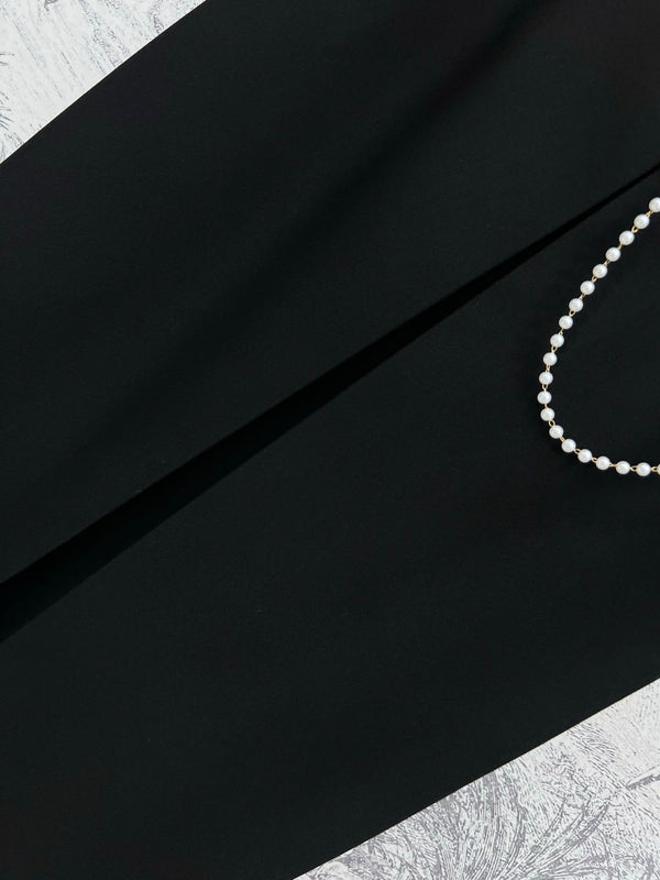 CD 25 A-line Pleated Long Skirt With Belt And Zipper Black Polyester Cotton