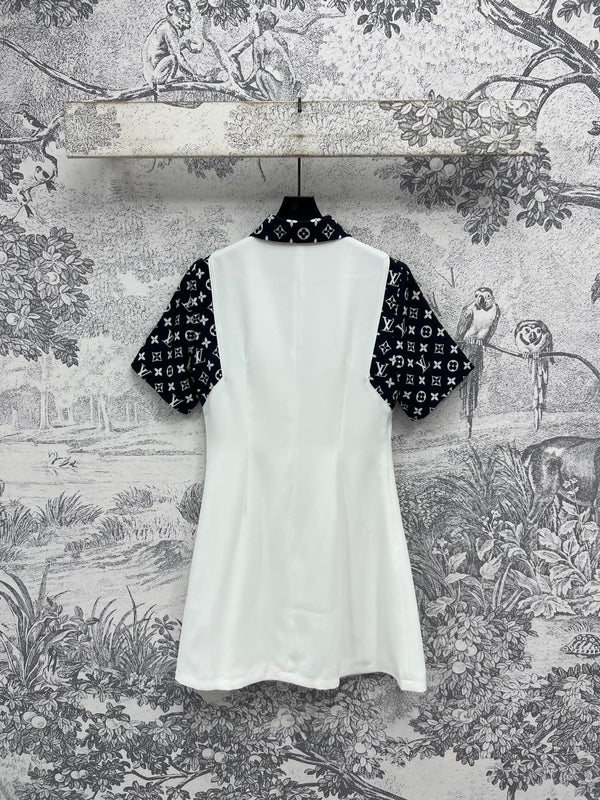 LV Classic L's Money Letter Print White Black Polyester