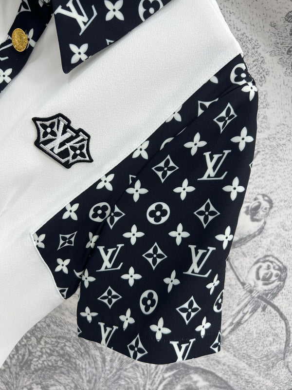 LV Classic L's Money Letter Print White Black Polyester
