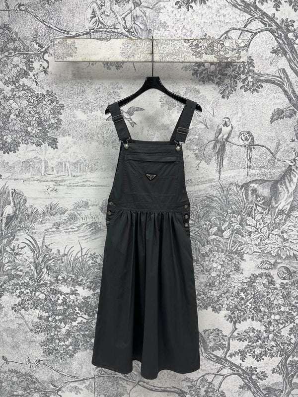 Abito con bretelle Prada 25 in cotone grigio