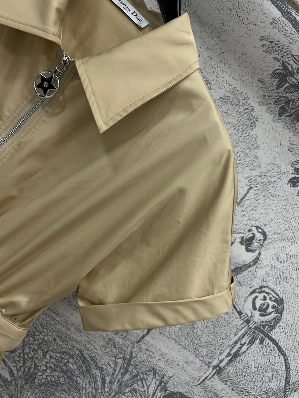 CD 25 Shirt Dress with Belt Beige Cotton