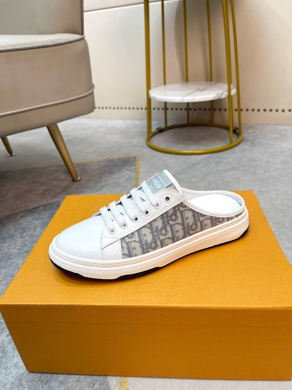 CD RETRO MULE WHITE AND BEIGE CALFSKIN