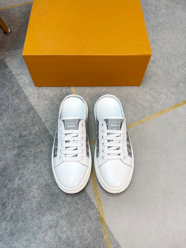 CD RETRO MULE WHITE AND BEIGE CALFSKIN