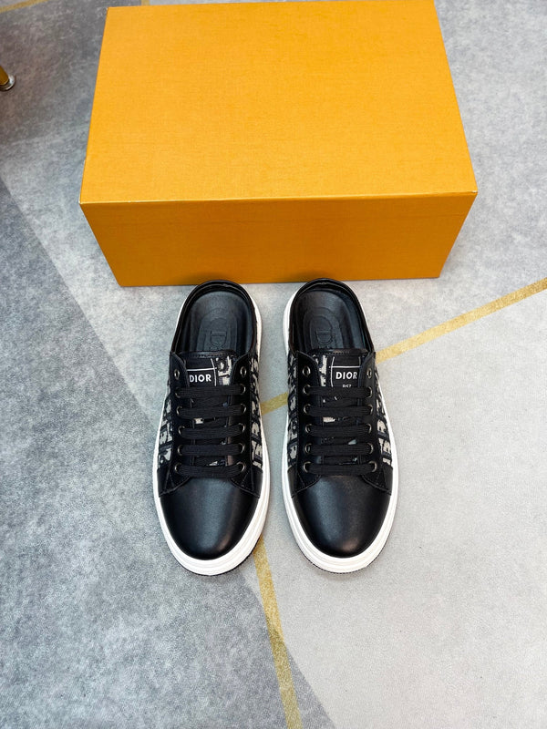 CD RETRO MULE BLACK AND BEIGE CALFSKIN