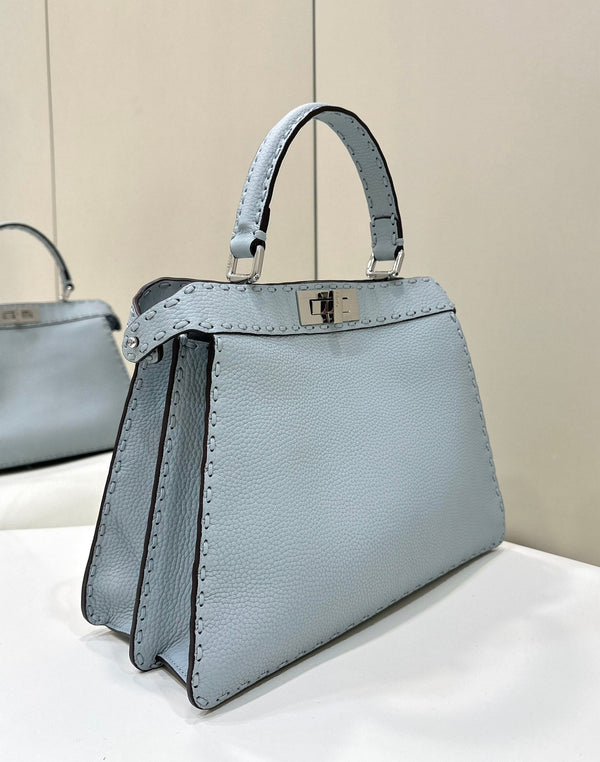 PEEKABOO ISEEU 33 IN BABY BLUE GRAINED CALFSKIN SILVER HARDWARE