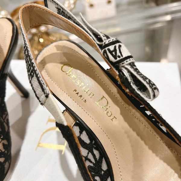 cd slingback pumps 95 transparent mesh embroidered black butterfly motif