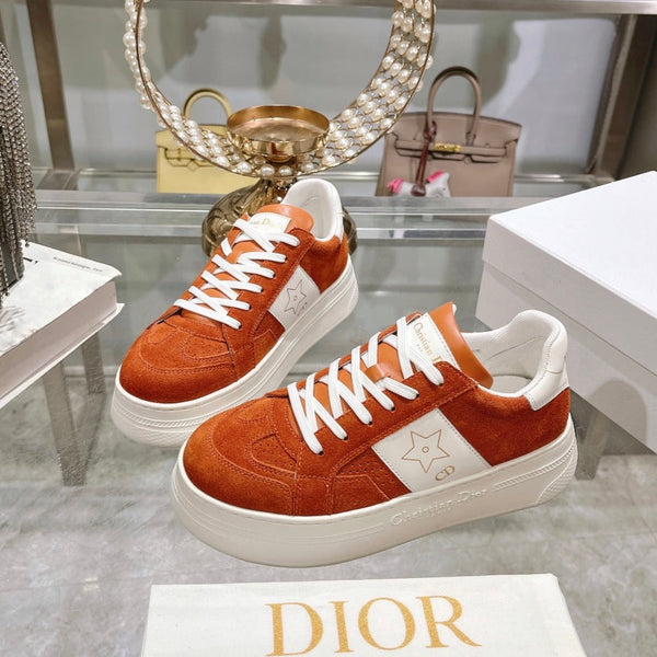 cd star sneaker white calfskin orange suede