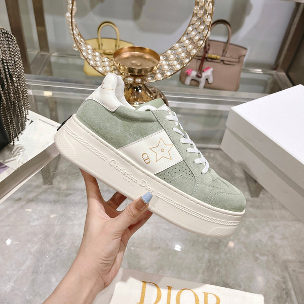 cd star sneaker white calfskin light green suede