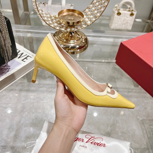 Viv Canard Pumps 55 Yellow White Patent Leather