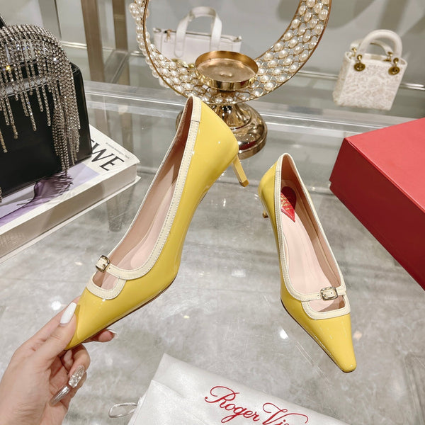 Viv Canard Pumps 55 Yellow White Patent Leather