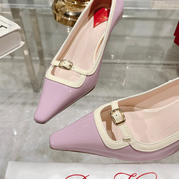 Viv Canard Pumps 55 Violet White Patent Leather