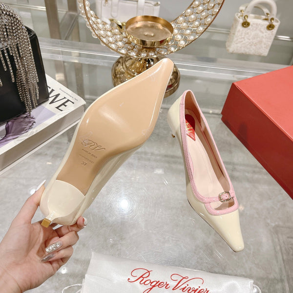 Viv Canard Pumps 55 Pink White Patent Leather