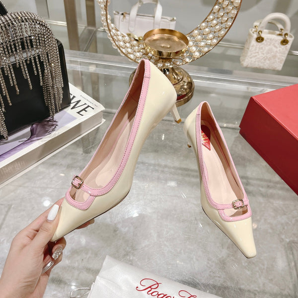 Viv Canard Pumps 55 Pink White Patent Leather