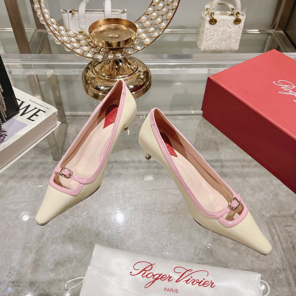 Viv Canard Pumps 55 Pink White Patent Leather