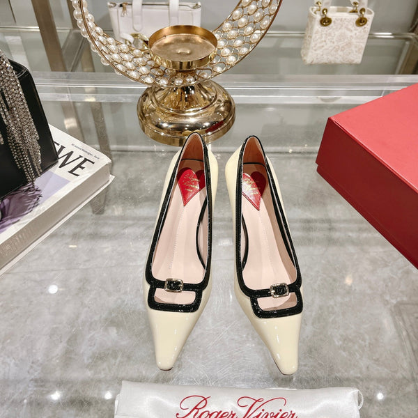 Viv Canard Pumps 55 Black White Patent Leather