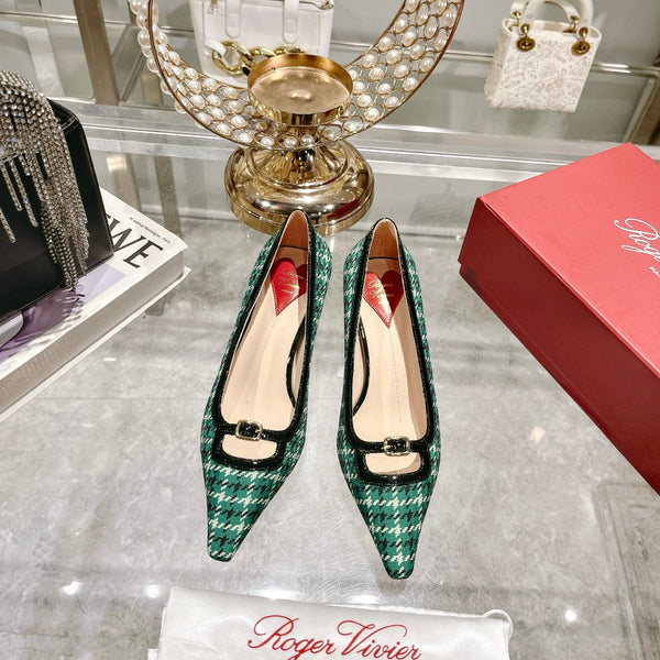 Viv Canard Pumps 55 Black Green Fabric