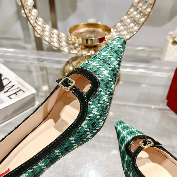 Viv Canard Pumps 55 Black Green Fabric