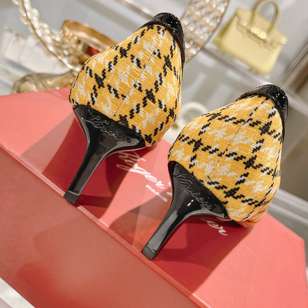 Viv Canard Pumps 55 Black Yellow Fabric