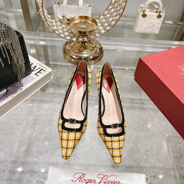 Viv Canard Pumps 55 Black Yellow Fabric