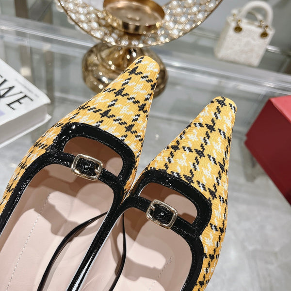 Viv Canard Pumps 55 Black Yellow Fabric