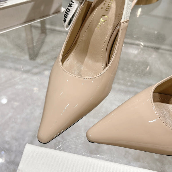 JAdior Slingback 85 Beige Patent Calfskin