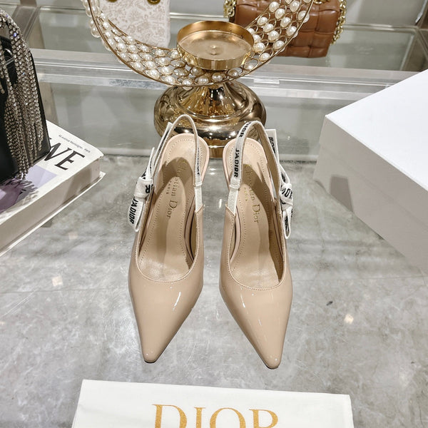 JAdior Slingback 85 Beige Patent Calfskin