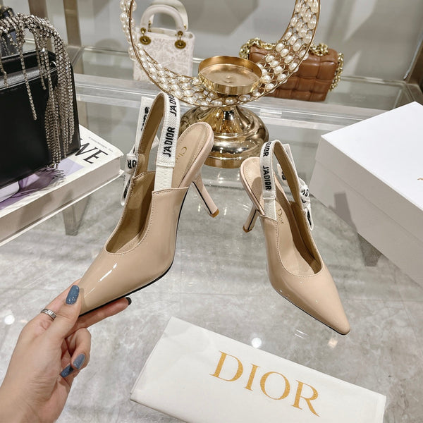 JAdior Slingback 85 Beige Patent Calfskin