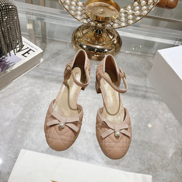 CD Ballet Pump Beige Quilted Cowhide