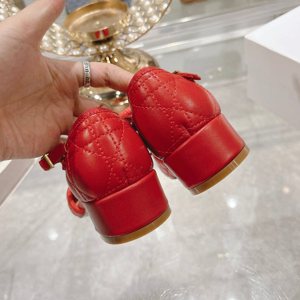 CD Ballet Pump Red Quilted Cowhide