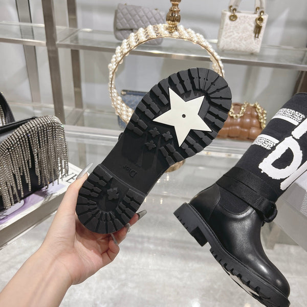 CD D-Major Boot Black Mix White Calfskin And Canvas