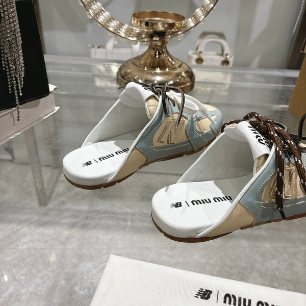 Miu x NB 530 SL Deco Mules Baby Blue mix Beige Leather 235297