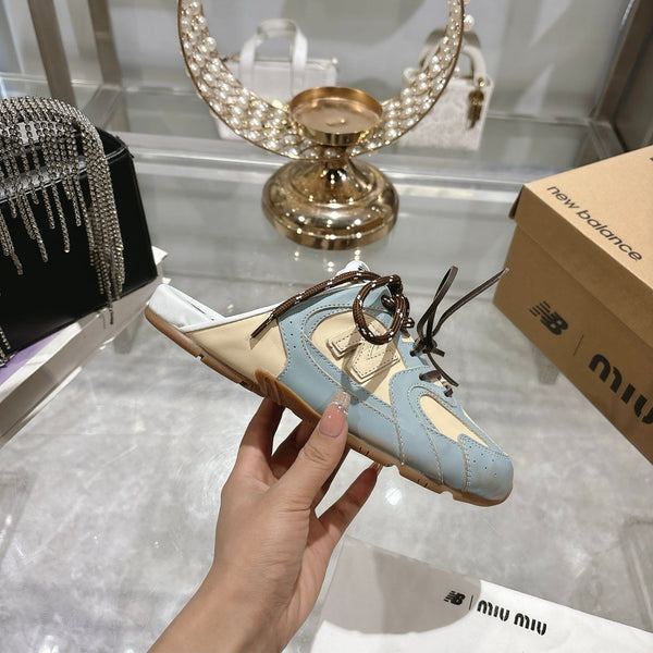 Miu x NB 530 SL Deco Mules Baby Blue mix Beige Leather 235297